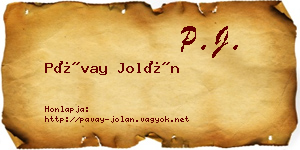 Pávay Jolán névjegykártya