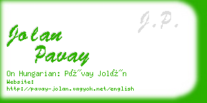 jolan pavay business card